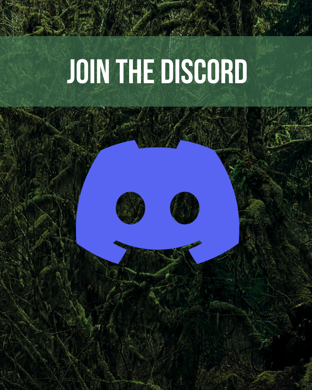Discord logo over a forest